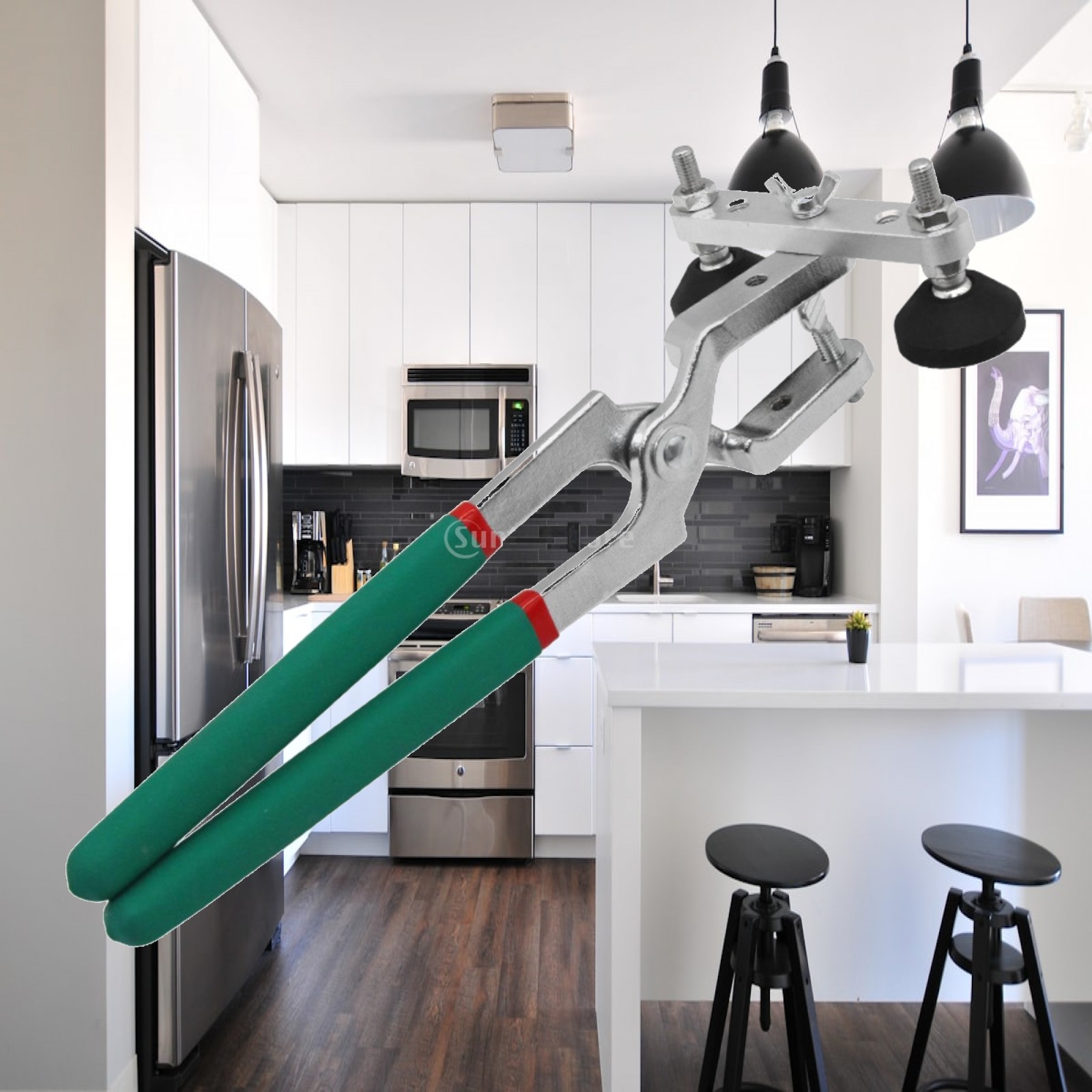 Pliers - คีมซ่อมแบบหนีบขอบ คีมหนีบโลหะเหล็กกล้าคาร์บอน พร้อมแผ่นรองปรับได้ ด้ามจับยาว เครื่องมือซ่อมตัวถังรถยนต์