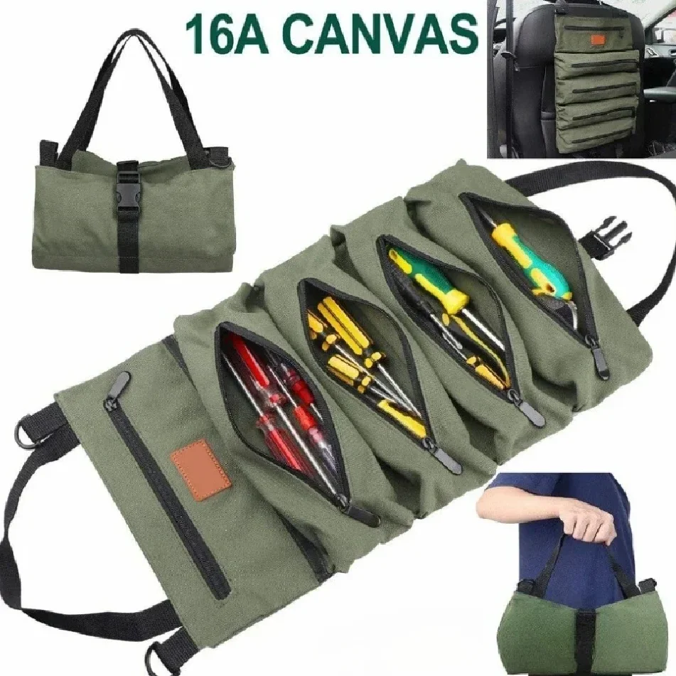 Tool Bag - กระเป๋าเครื่องมืออเนกประสงค์คุณภาพสูง กระเป๋าใส่อุปกรณ์ช่างแบบมืออาชีพหลายช่อง กระเป๋าเครื่องมือแบบม้วนพกพา กระเป๋าจัดเก็บเครื่องมือขนาดเล็ก