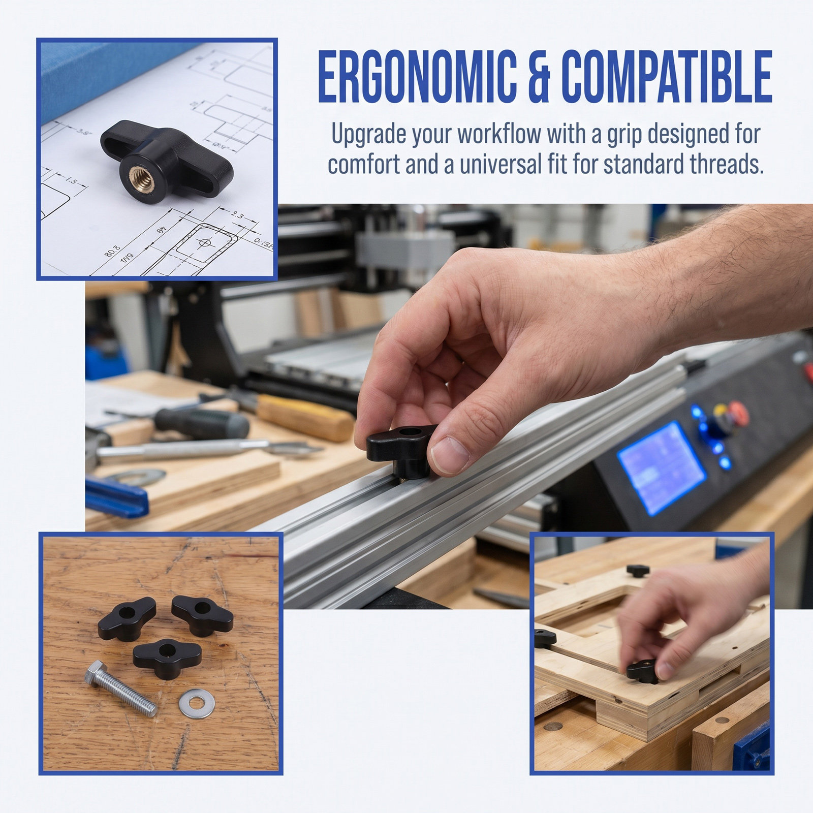10 ชิ้น ลูกบิดจับแบบยืดหยุ่นตา - Drill Press บทวิจารณ์และราคา