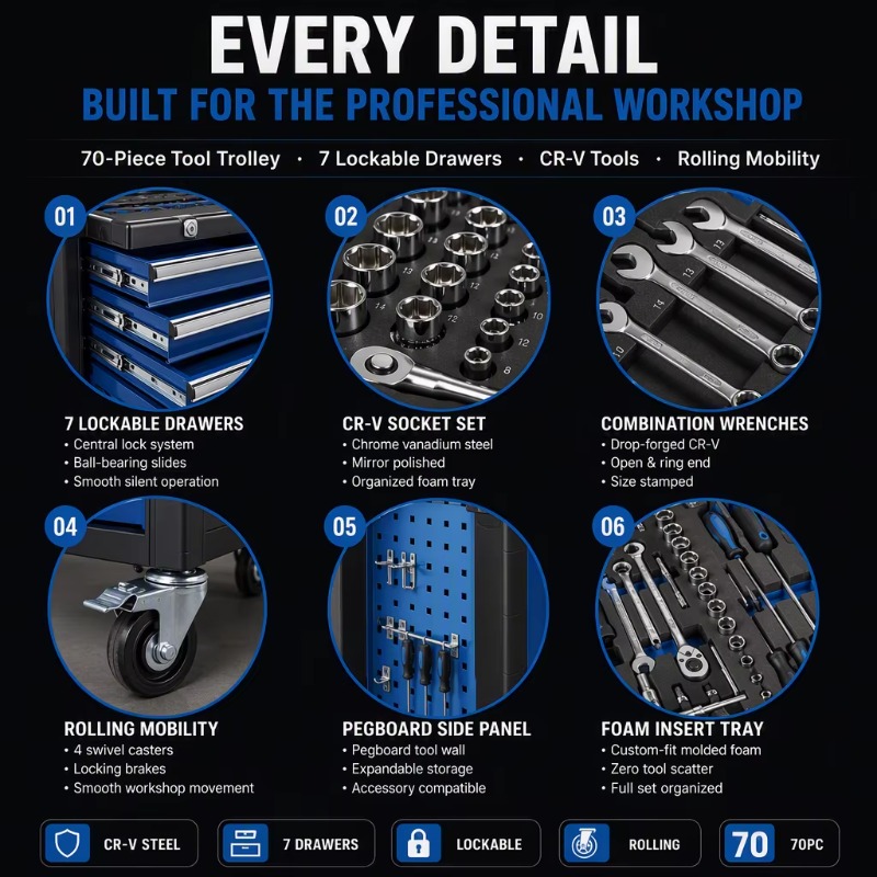 รถเข็นเครื่องมือสำหรับงานหนัก  - Wrench Set บทวิจารณ์และราคา